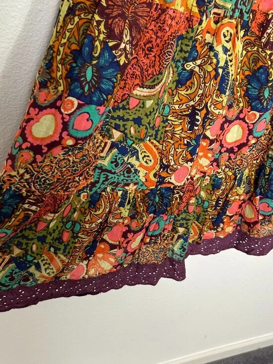 Urban Outfitters | Hanna Cecilia Tiered Mini Dress, Multi Colored Boho, size M - Picture 4 of 10